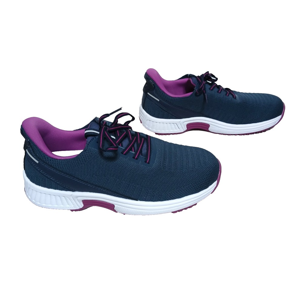 Orthofeet Women Kita Handsfree Sneakers 8.5D Wide Navy Blue Comfort Arch Support